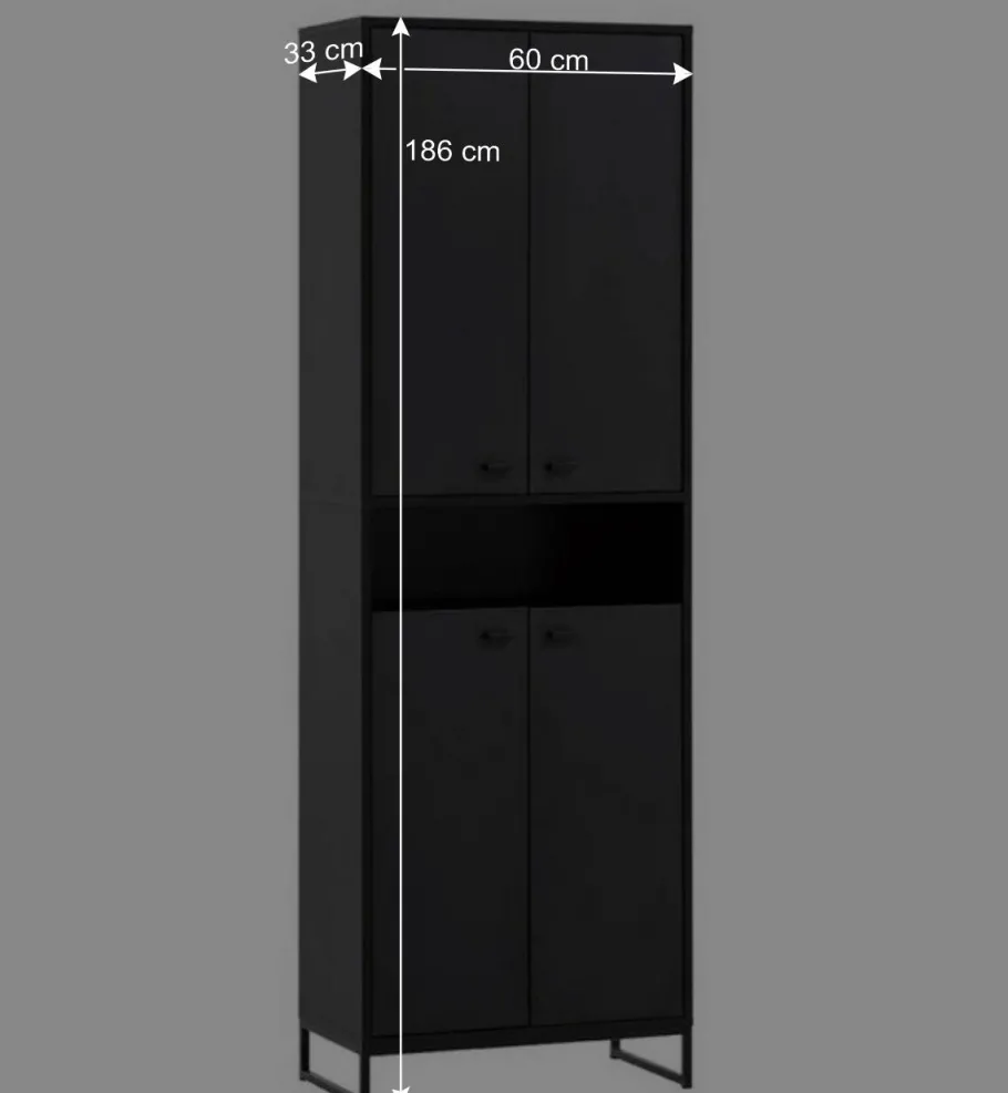 Online Wohnen 60x186x33 Hoher Schuhschrank mit 4 Türen & Fach - Anderian
