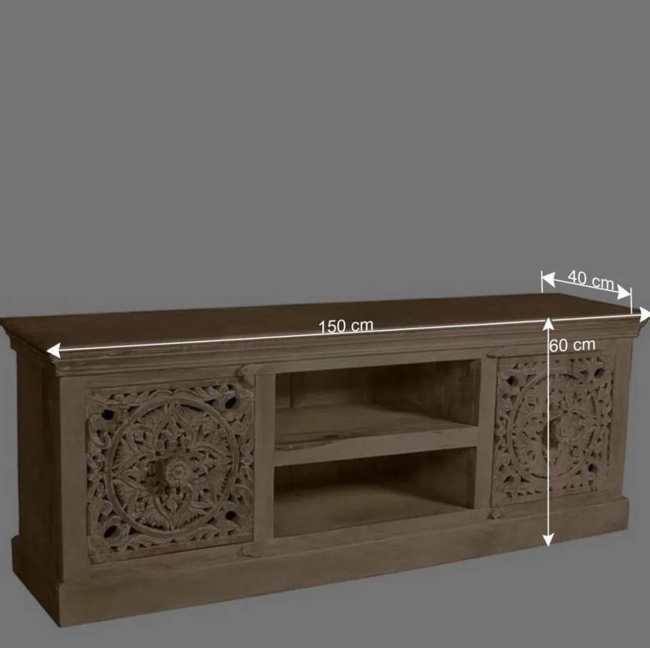 Sale Wohnen 150x60x40 Holz Lowboard mit Ornamenten - Runiasa