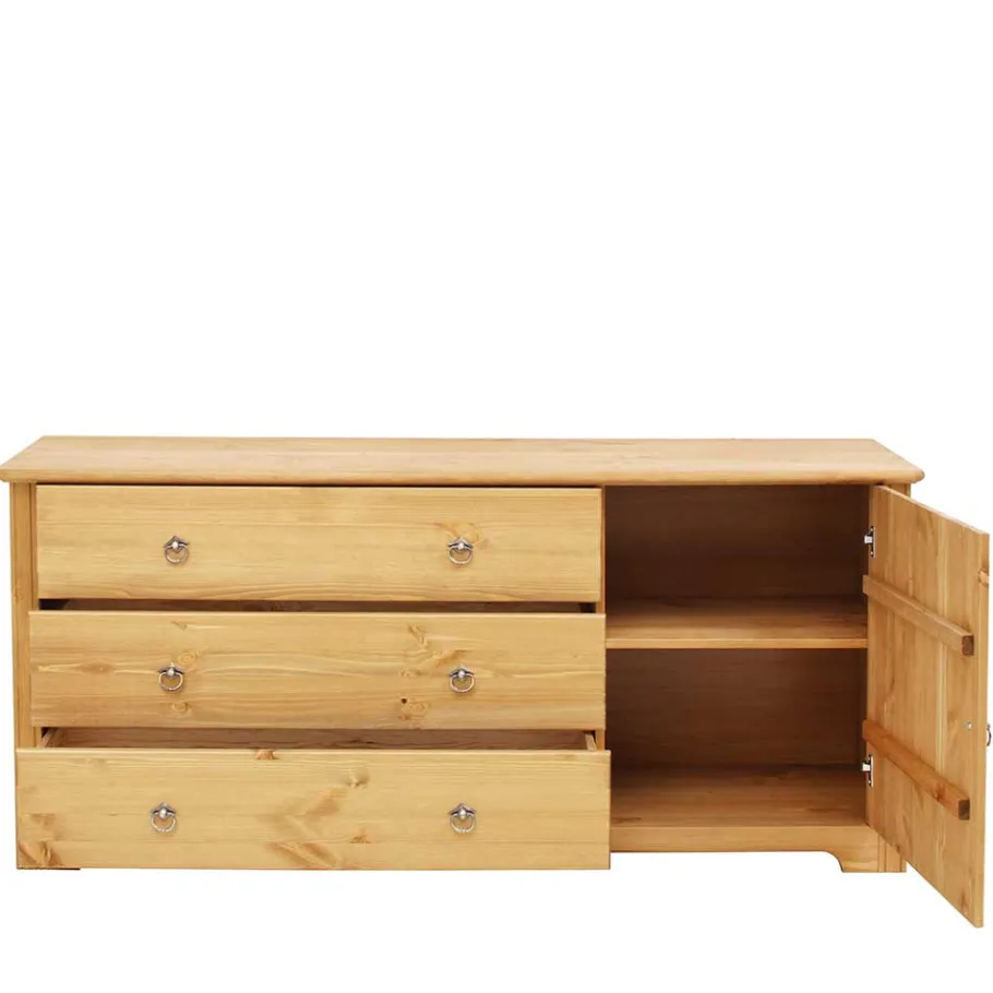 Sale Wohnen 152x68x38 Holzkommode mit 3 breiten Schubladen - Imressa