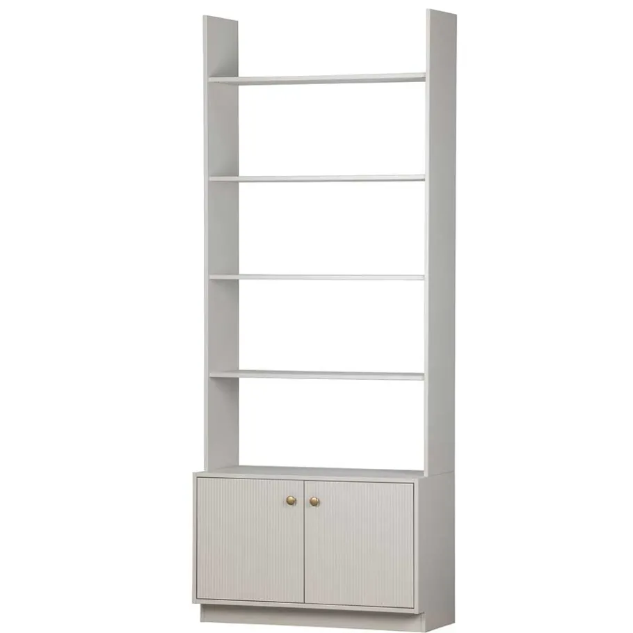 Wohnen 80x200x35 Holzregal in Grau im Skandi Design - Huvina
