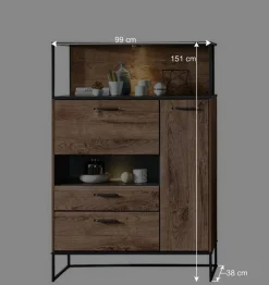 Hot Wohnen 99x151x38 Industrial Highboard fürs Wohnzimmer - Xindus