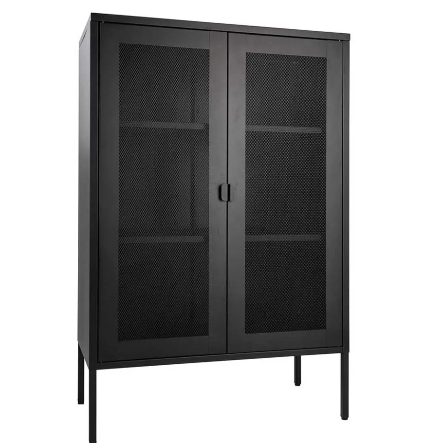 Discount Wohnen 80x120x40 Industrial Highboard mit Gittertüren - Zadegna