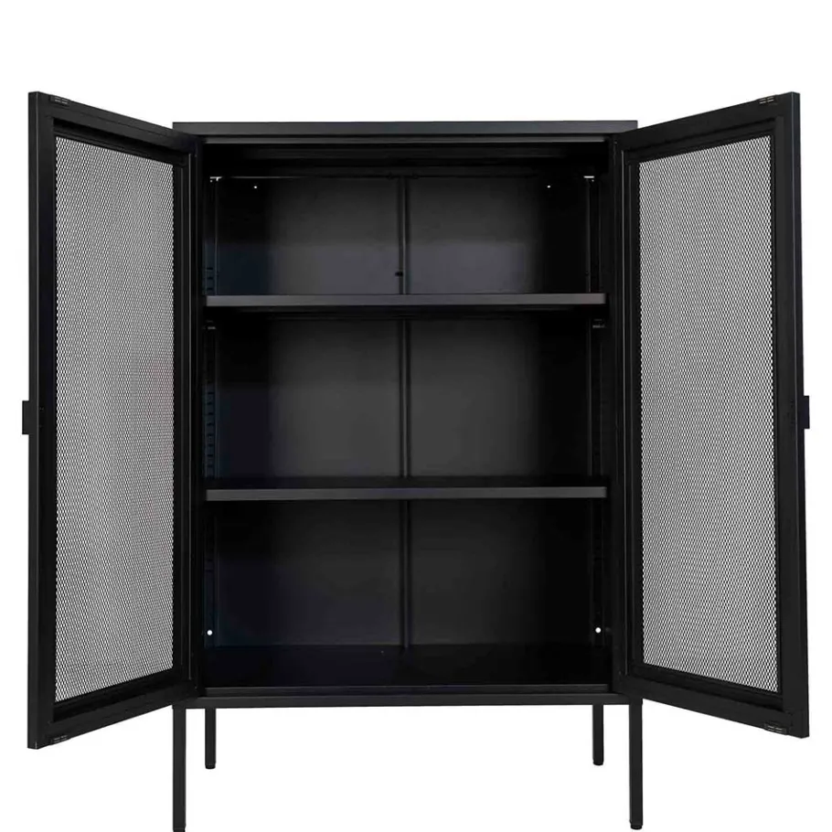 Discount Wohnen 80x120x40 Industrial Highboard mit Gittertüren - Zadegna