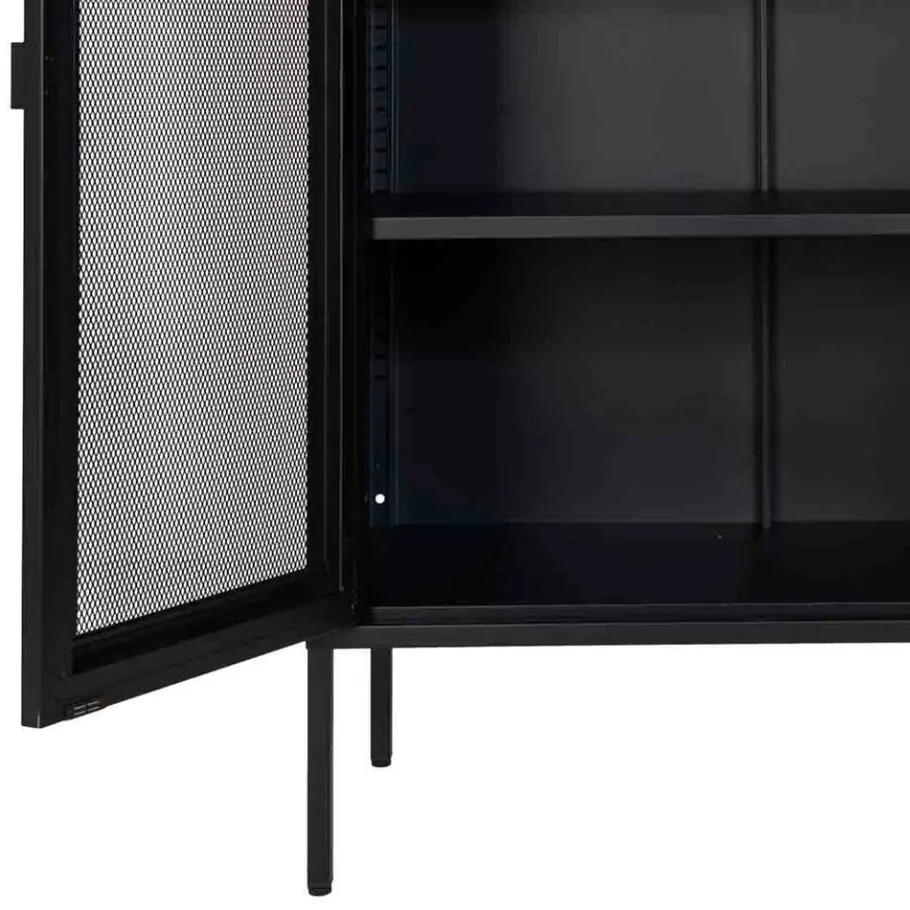 Discount Wohnen 80x120x40 Industrial Highboard mit Gittertüren - Zadegna