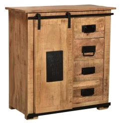 Discount Wohnen 77x80x38 Industrial Kommode mit Schiebetür - Eswan