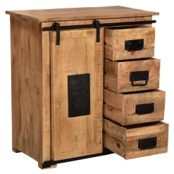 Discount Wohnen 77x80x38 Industrial Kommode mit Schiebetür - Eswan