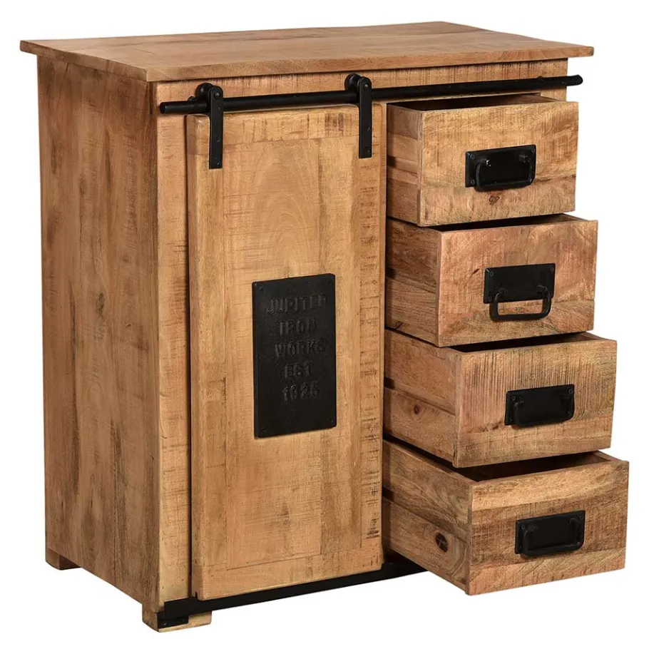 Discount Wohnen 77x80x38 Industrial Kommode mit Schiebetür - Eswan