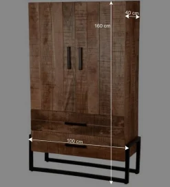New Wohnen 100x160x40 Industrial Schrank mit zwei Türen - Schanow