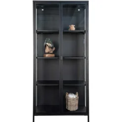 Online Wohnen 80x175x35 Industry Vitrine aus Glas & Stahl - Nikosia