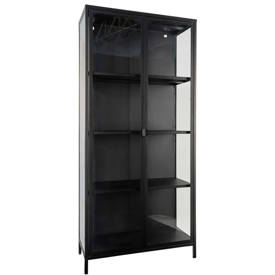 Online Wohnen 80x175x35 Industry Vitrine aus Glas & Stahl - Nikosia