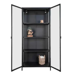 Online Wohnen 80x175x35 Industry Vitrine aus Glas & Stahl - Nikosia