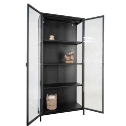 Online Wohnen 80x175x35 Industry Vitrine aus Glas & Stahl - Nikosia