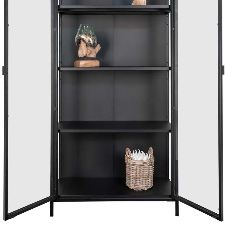 Online Wohnen 80x175x35 Industry Vitrine aus Glas & Stahl - Nikosia