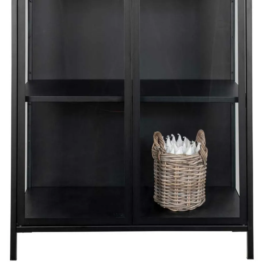 Online Wohnen 80x175x35 Industry Vitrine aus Glas & Stahl - Nikosia