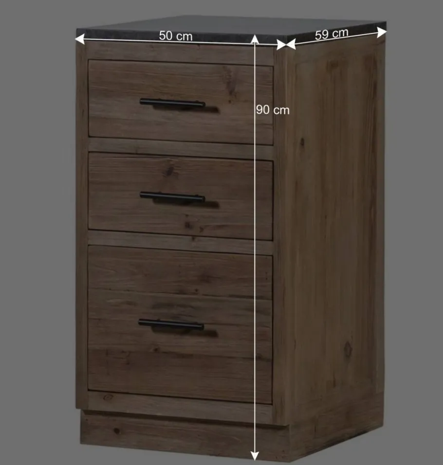 Online Wohnen 50x90x59 Küche Unterschrank mit drei Schubladen - Macsena