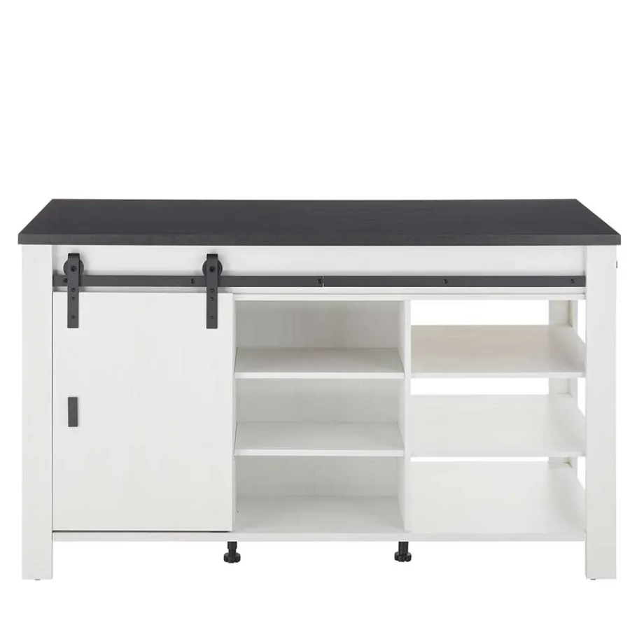 Sale Wohnen 161x93x77 Kücheninsel in Weiß & Anthrazit - Eture