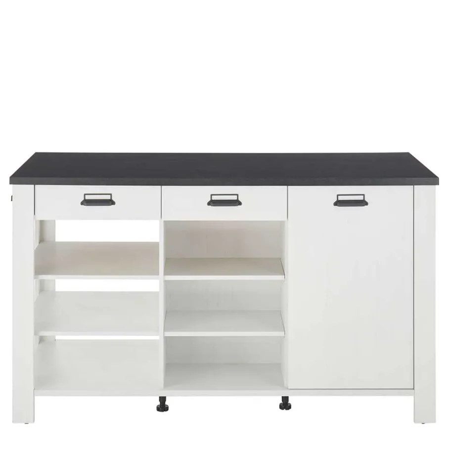 Sale Wohnen 161x93x77 Kücheninsel in Weiß & Anthrazit - Eture