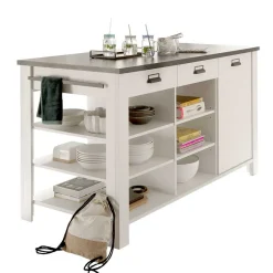 Sale Wohnen 161x93x77 Kücheninsel in Weiß & Anthrazit - Eture