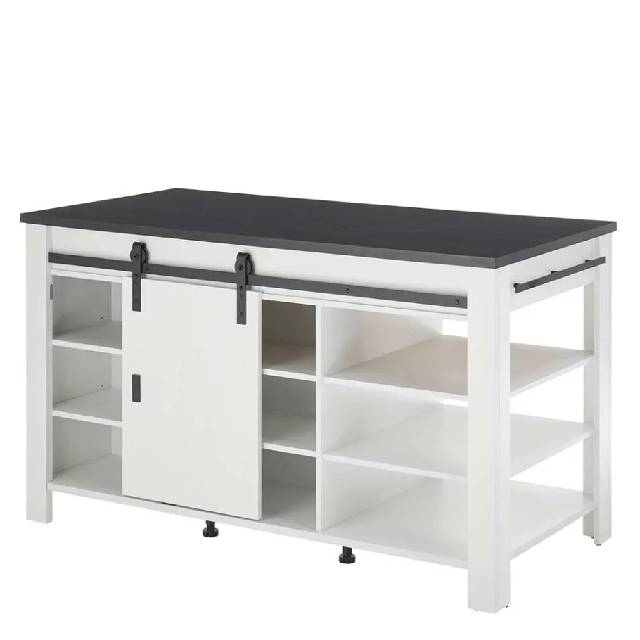 Sale Wohnen 161x93x77 Kücheninsel in Weiß & Anthrazit - Eture
