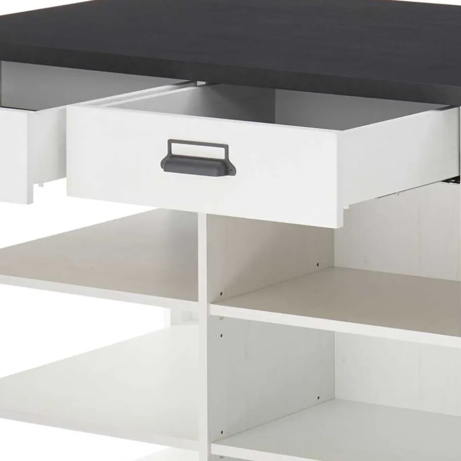 Sale Wohnen 161x93x77 Kücheninsel in Weiß & Anthrazit - Eture