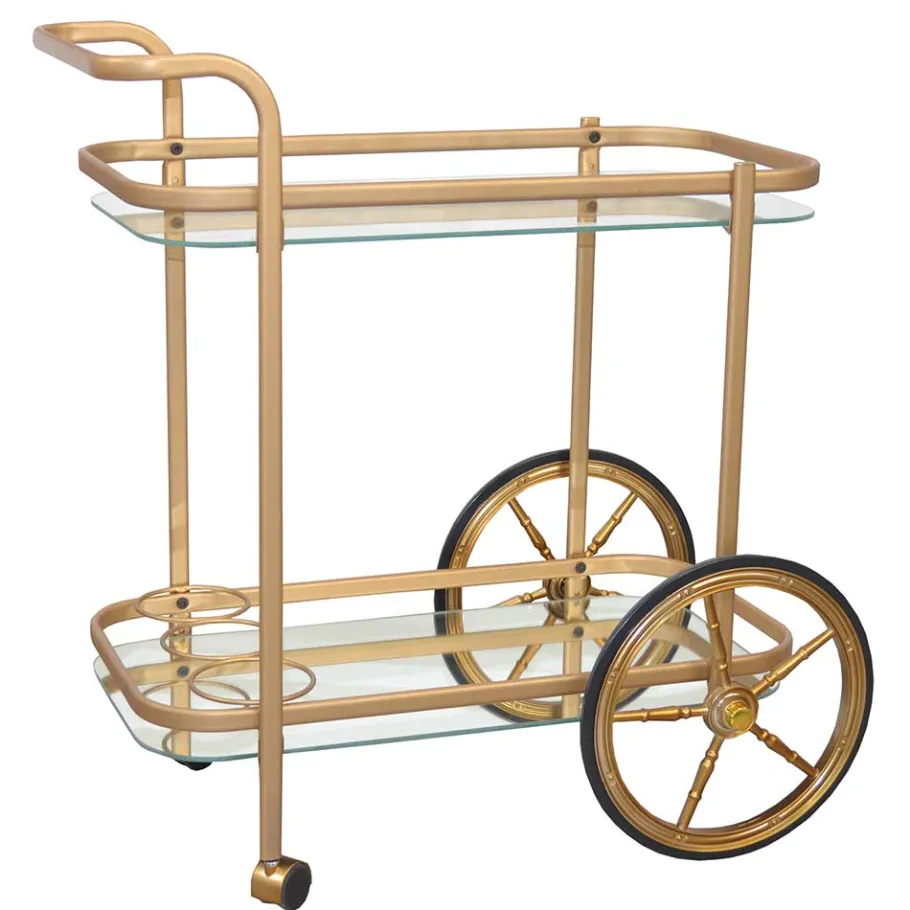 Online Wohnen 69x75x43 Klassischer Barwagen aus Glas & Metall - Zelda