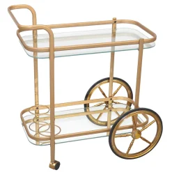 Online Wohnen 69x75x43 Klassischer Barwagen aus Glas & Metall - Zelda