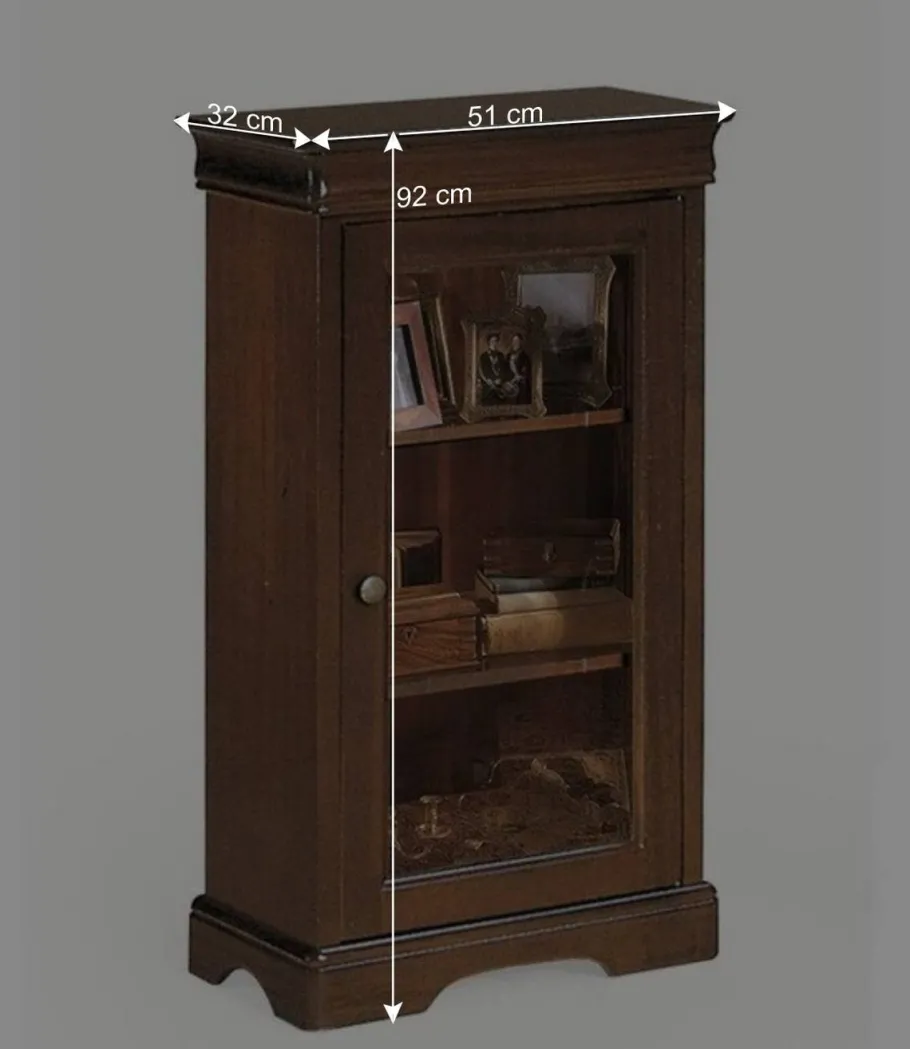 Hot Wohnen 51x92x32 Kleine Vitrine mit einer Glastür - Lemerzi