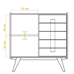 Sale Wohnen 100x105x50 Kombi Kommode im modernen Retro Look - Hardus