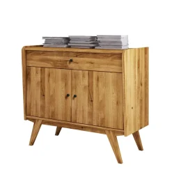 New Wohnen 100x90x50 Kombi-Kommode aus Wildeiche Holz - Hardus