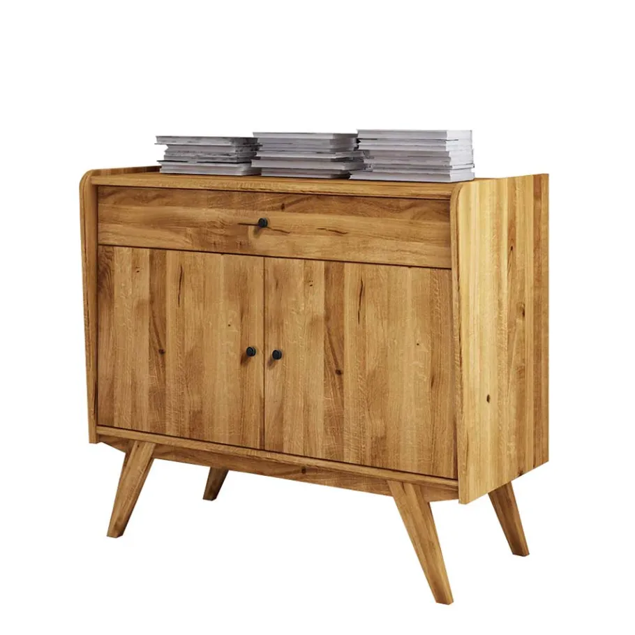 New Wohnen 100x90x50 Kombi-Kommode aus Wildeiche Holz - Hardus