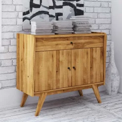 New Wohnen 100x90x50 Kombi-Kommode aus Wildeiche Holz - Hardus
