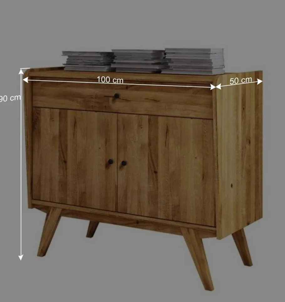New Wohnen 100x90x50 Kombi-Kommode aus Wildeiche Holz - Hardus