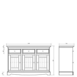 Hot Wohnen 130x85x45 Kombi-Kommode im Modern Country Style - Vitablo