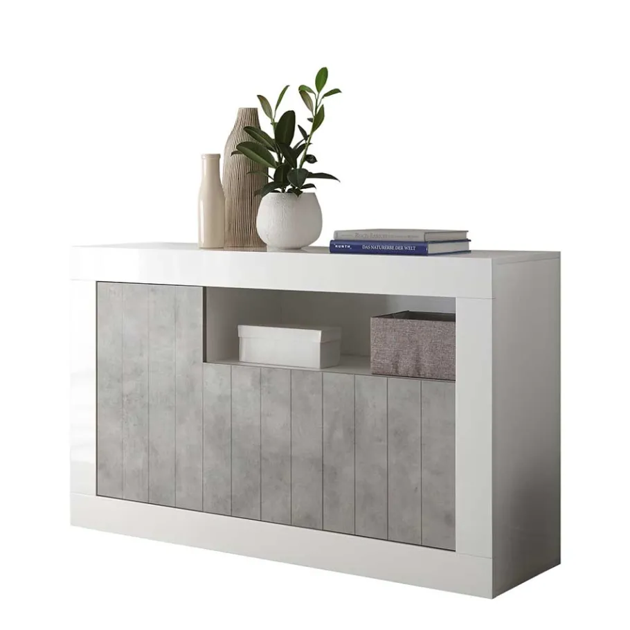 Clearance Wohnen 138x86x43 Kommode in Dekor Beton - Niris