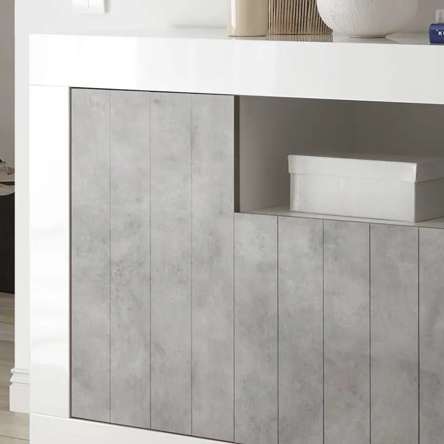 Clearance Wohnen 138x86x43 Kommode in Dekor Beton - Niris