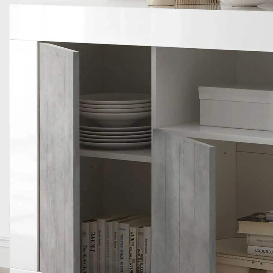 Clearance Wohnen 138x86x43 Kommode in Dekor Beton - Niris