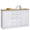 Discount Wohnen 120x80x35 Kommode in Weiß mit Sonoma Eiche - Nudion I