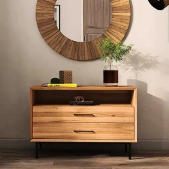 Outlet Wohnen 97x65x45 Kommode mit Fach & 2 Schubladen - Kerfa