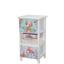Wohnen 30x58x30 Kommode mit Flamingo Stoff - Gracelino