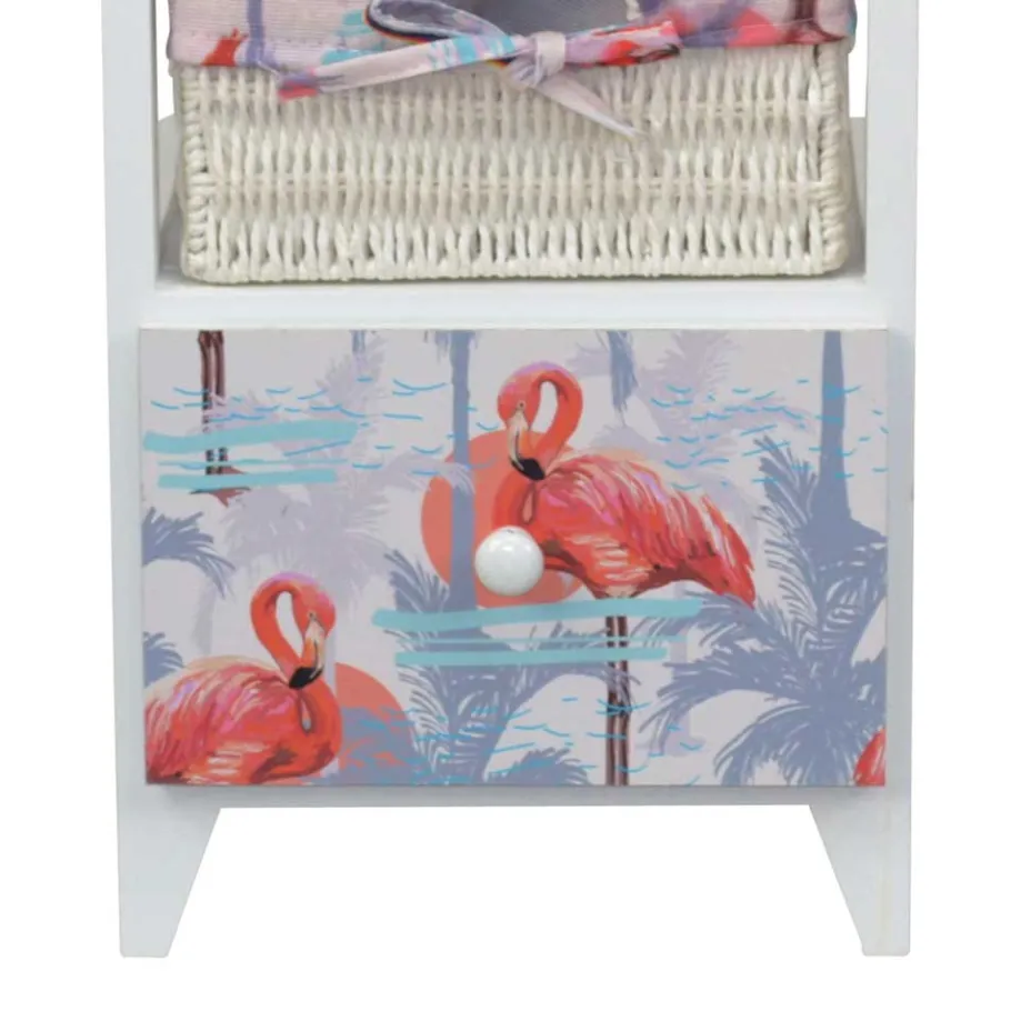 Wohnen 30x58x30 Kommode mit Flamingo Stoff - Gracelino