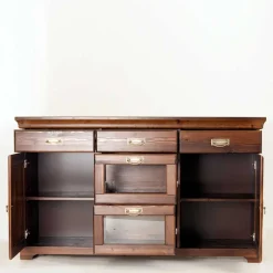 Discount Wohnen 145x84x40 Kommode mit Glas im Kolonialstil - Jurcavs