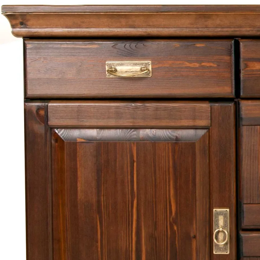 Discount Wohnen 145x84x40 Kommode mit Glas im Kolonialstil - Jurcavs