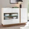 Discount Wohnen 138x91x40 Kommode mit Glas 3-türig - Myrda