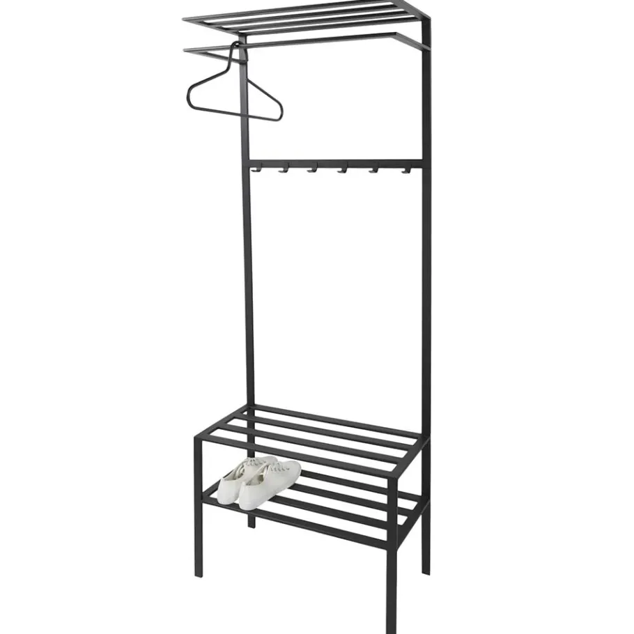 Online Wohnen 70x178x29 Kompaktgarderobe aus Stahl in Schwarz - Cellja