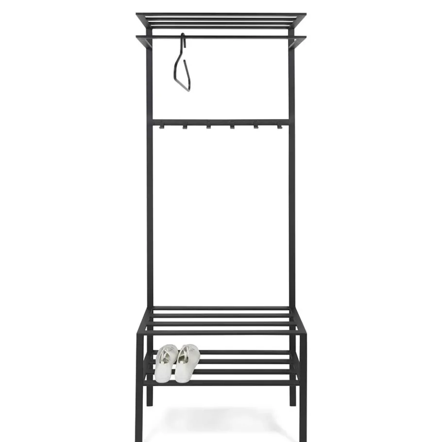 Online Wohnen 70x178x29 Kompaktgarderobe aus Stahl in Schwarz - Cellja