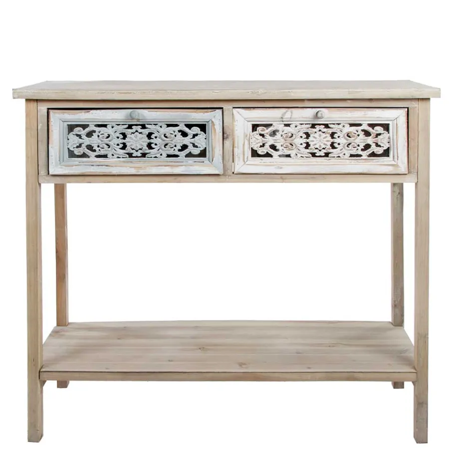 Outlet Wohnen 85x77x37 Konsolentisch im Shabby Chic aus Tanne - Pontecuna