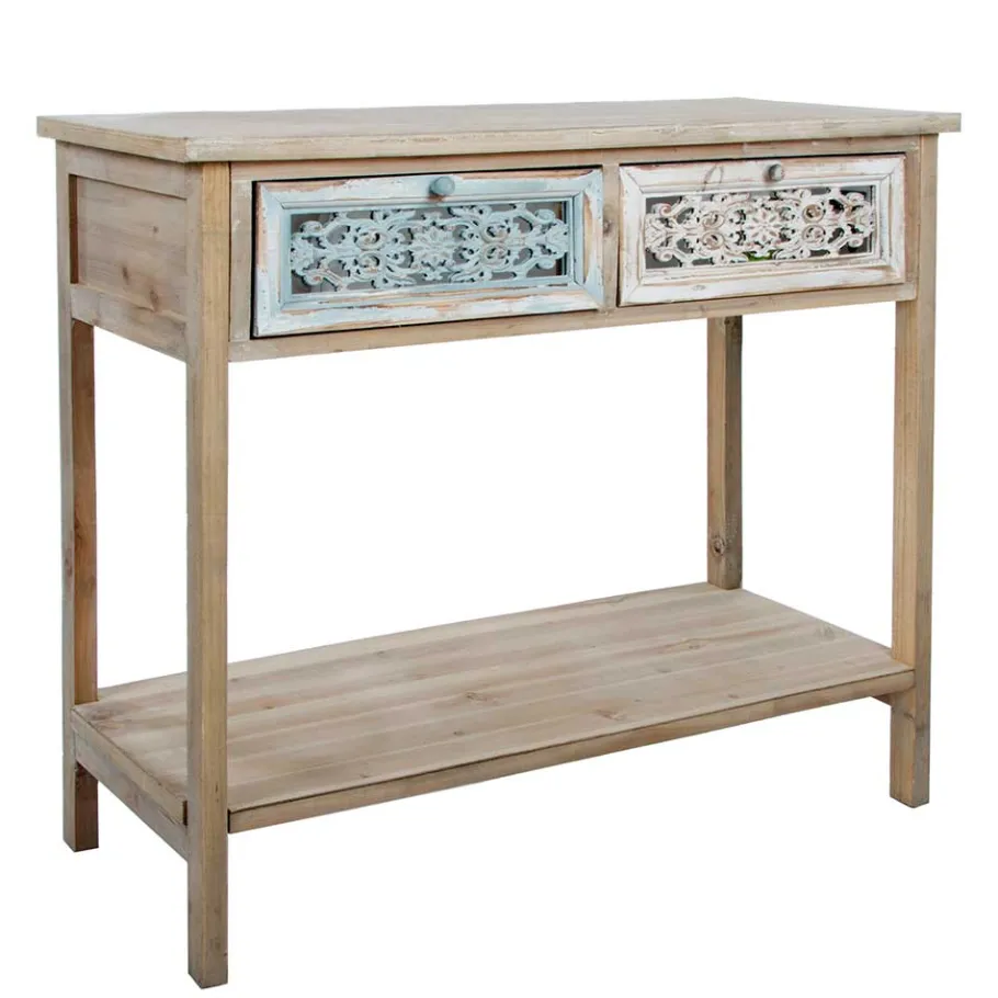 Outlet Wohnen 85x77x37 Konsolentisch im Shabby Chic aus Tanne - Pontecuna