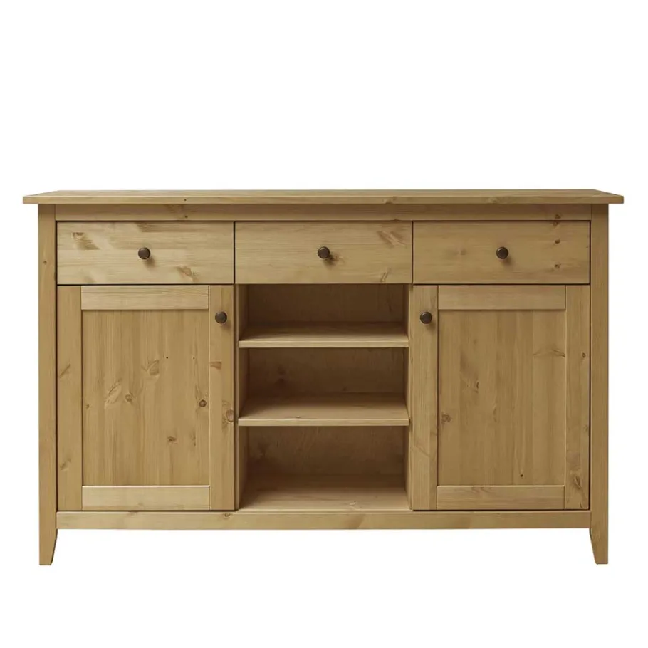 Best Wohnen 144x91x40 Landhaus Anrichte aus Kiefer Massivholz - Krems