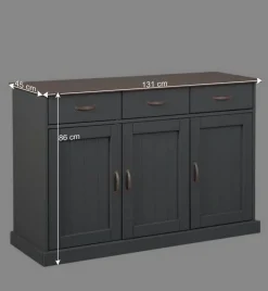 Online Wohnen 131x86x45 Landhaus Anrichte in Grau & Braun - Nepplan