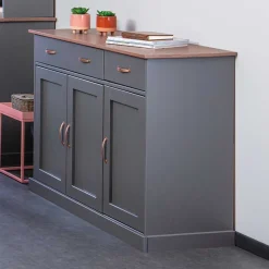 Online Wohnen 131x86x45 Landhaus Anrichte in Grau & Braun - Nepplan